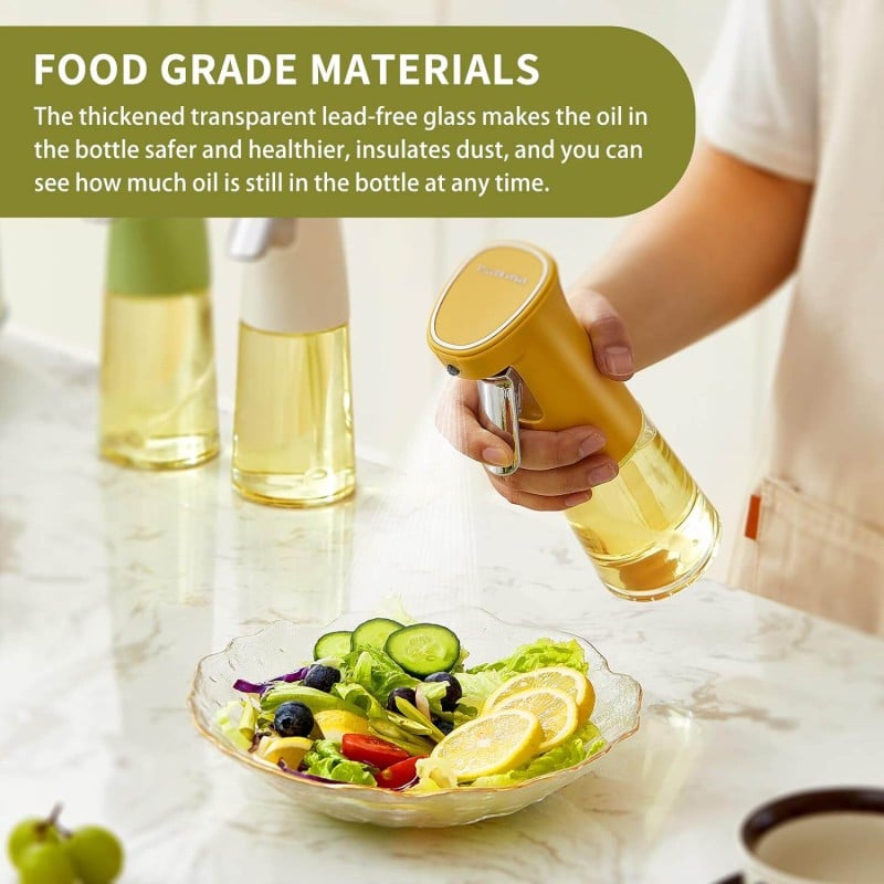 Picture of Oil Sprayer for Cooking, 8.2oz Glass Olive Oil Sprayer, Oil Spray Bottle, Kitchen Accessories for Air Fryer, Widely Used for Making Salad, Baking, Frying, BBQ (Green)-Multicolor