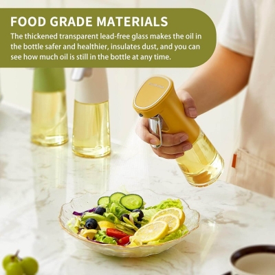 Picture of Oil Sprayer for Cooking, 8.2oz Glass Olive Oil Sprayer, Oil Spray Bottle, Kitchen Accessories for Air Fryer, Widely Used for Making Salad, Baking, Frying, BBQ (Green)-Multicolor