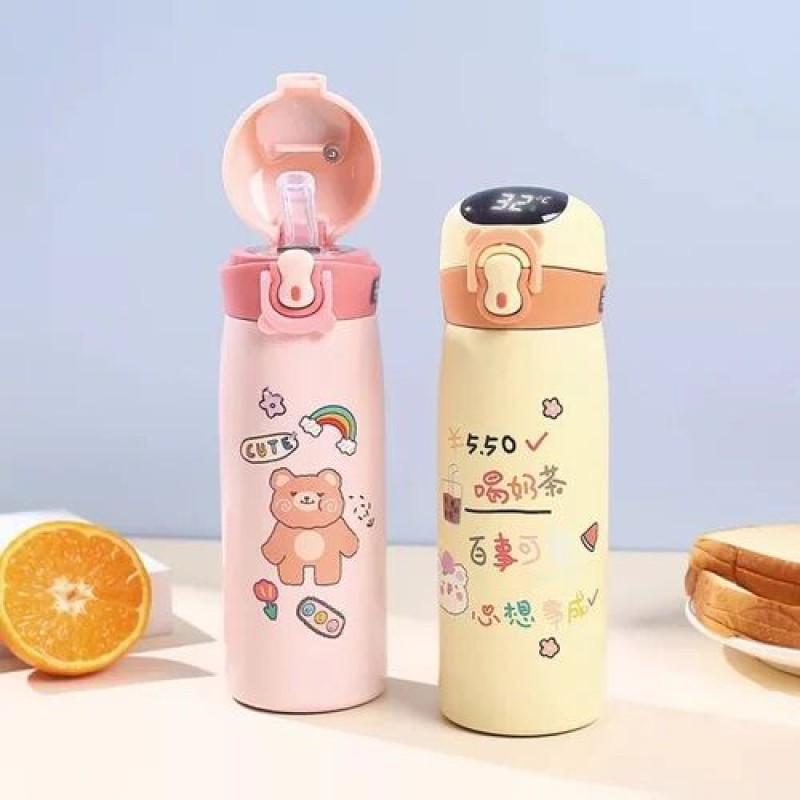 Picture of 1 pcs Stainless Steel Insulated Sipper Bottle Vacuum Hot & Cold Bottle With Temperature Display Multicolor-Multicolor