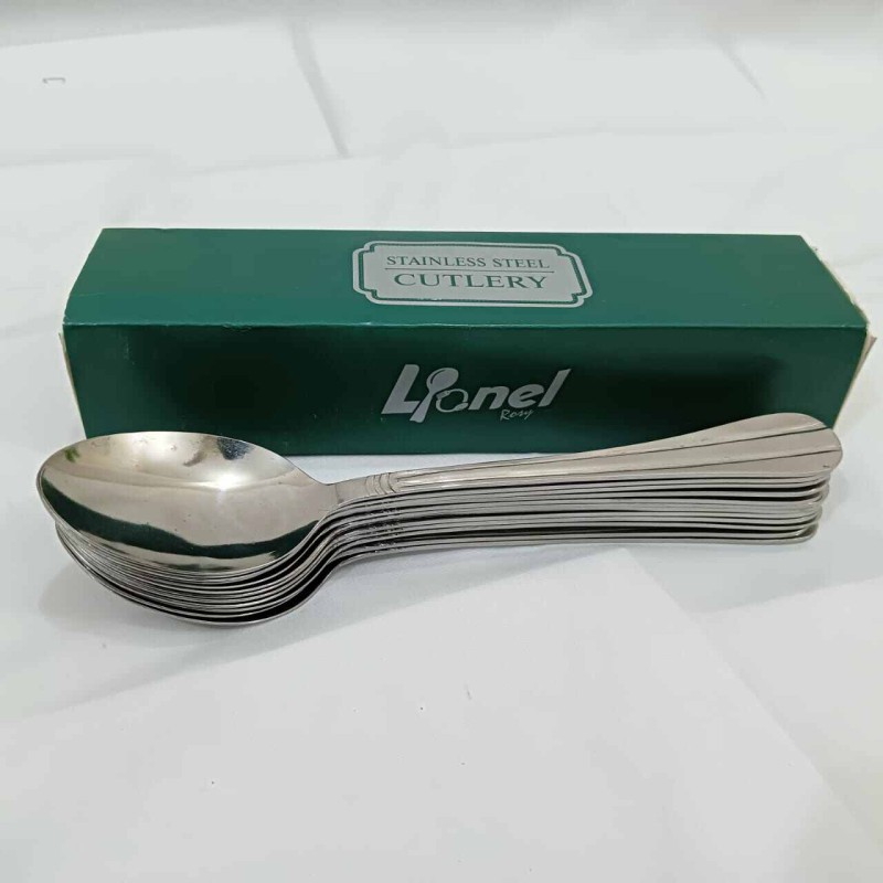 Picture of Lionel 6 pcs stainless steel Dessert spoon silver color best for tableware line design 19 cm long-Silver