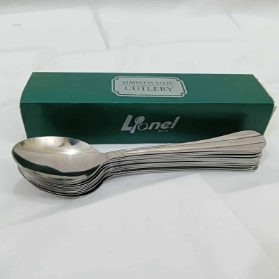 Picture of Lionel 6 pcs stainless steel Dessert spoon silver color best for tableware line design 19 cm long-Silver