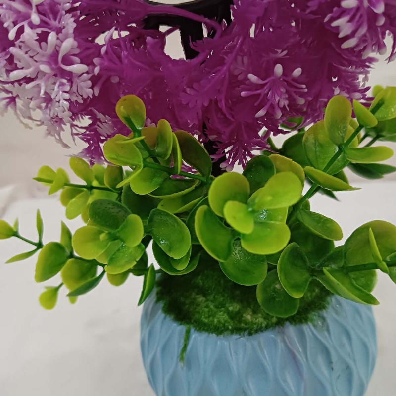 Picture of This 30cm Multicolor Round Shape Bonsai Plant is perfect for home or restaurant decoration. Made from durable plastic, ideal for living rooms, table corners, or balconies. Includes vase. Quantity: 1 pcs.-Multicolor