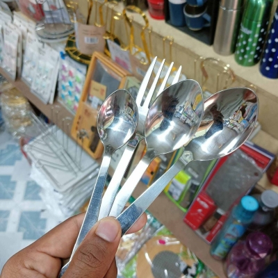 Picture of 24 pcs Stainless Steel Spoon with Stand/Spoon Holder/Cutlery Rack for Kitchen & Dinning Table silver color 25 pcs set (with stand)-Silver