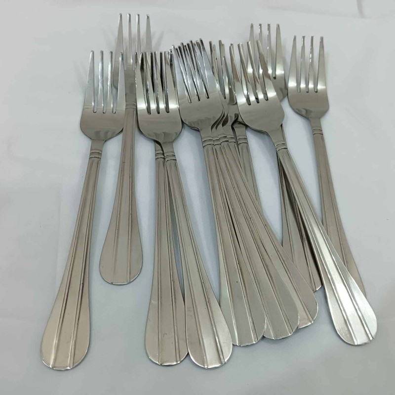Picture of Lionel 6 pcs stainless steel Dessert fork spoon silver color best for tableware line design 19 cm long-Silver