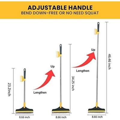 Picture of Bathroom Cleaning Brush with Wiper, 3 in 1 Tiles Cleaning Brush with Long Handle, 120° Rotate Bathroom Floor Cleaning Brush, Floor Scrub Bathroom Brush Home Kitchen - Multicolor-Multicolor