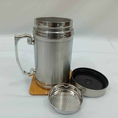 Picture of 1 PCS STAINLESS STEEL THARMAL  TRAVEL MUG WITH SCREW LID SILVER COLOR-Silver