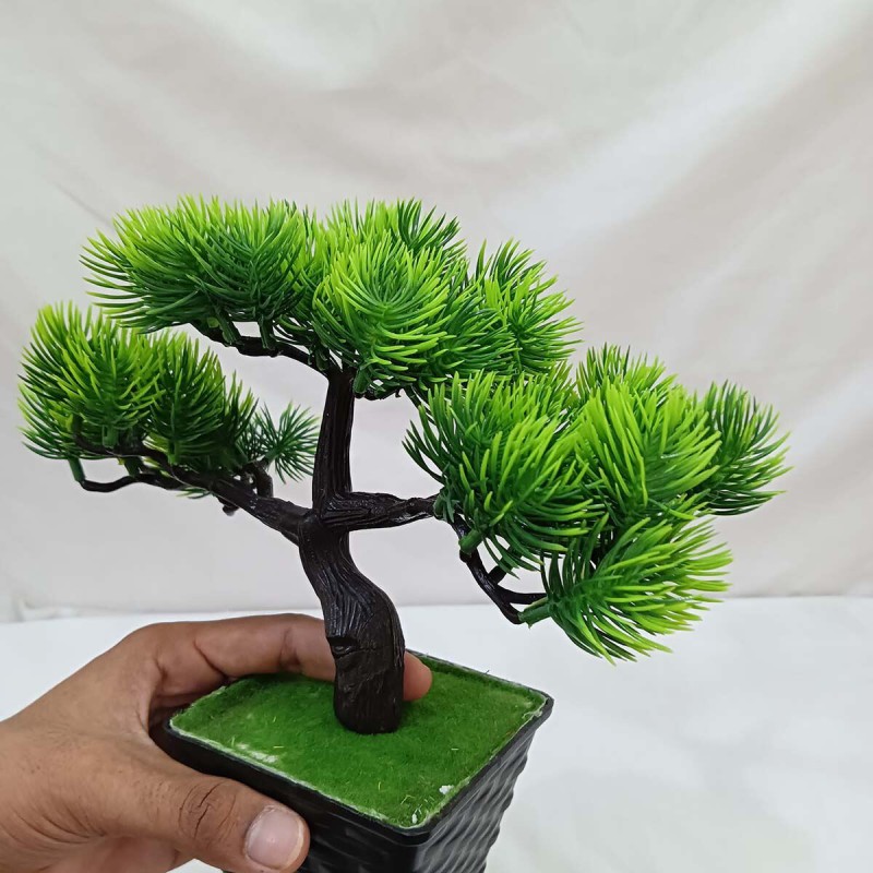 Picture of Realistic Simulation Pot with 23*23cm Artificial Bonsai - 3 Heads-Multicolor