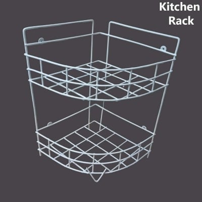 Picture of 2 Layer Hanging Corner Storage Rack Organizer Kitchen Rack Furniture Space Savers - Maximize Space With This 2-Step Hanging Corner Storage Rack , made is high quality iron stick white colour-White