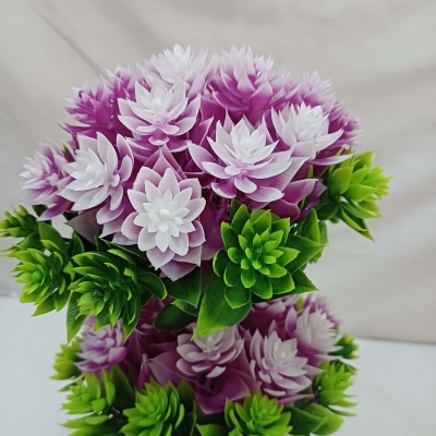 Picture of Perfect for home, hotel, or office, this 27cm Artificial Flower Plant with White Pot is made of durable multicolor plastic. Quantity: 1 pcs.-Multicolor