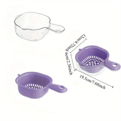 Picture of Plastic Colander with Handle - 1 Pcs - Perfect for Rinsing Fruits and Vegetables - Fruit Drainer Bowl - Mixed Multicolor Veggie Washing Basin-Multicolor