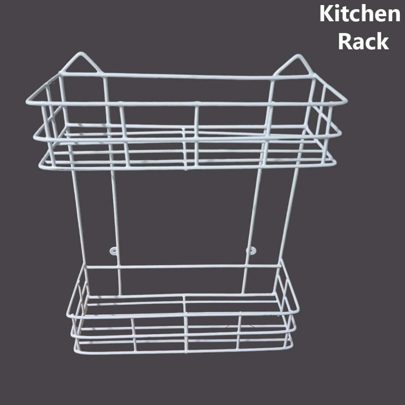 Picture of 2 Layer Wall Hanging Storage - Maximize Your Storage Space With This Convenient Wall Hanging Storage Solution , made is high quality iron stick white colour-White