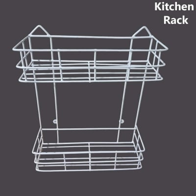 Picture of 2 Layer Wall Hanging Storage - Maximize Your Storage Space With This Convenient Wall Hanging Storage Solution , made is high quality iron stick white colour-White
