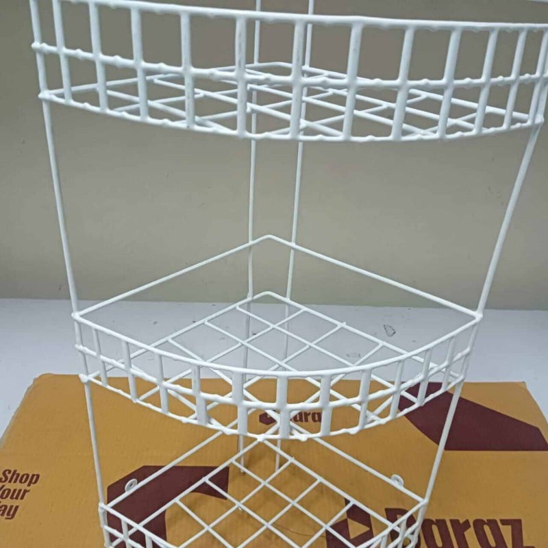 Picture of 3 Steps Hanging Corner Storage Rack Organizer Kitchen Rack Furniture space savers white color-White