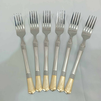 Picture of AYD premium golden design fork spoon 6 pcs stainless steel fork spoon Magnet proof spoon mirror polish 15cm long spoon-Silver
