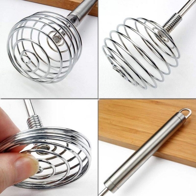Picture of 1 pcs Stainless Steel Line Egg Beater Manual Kitchen Egg Beater Home Kitchen Manual Egg Beater Beating Eggs, Stirring, Mixing Seasonings-Silver