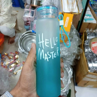 Picture of 1 pcs glass water bottle a Most popular college girls gradient color reusable glass cup plastic lid drink water bottle-Multicolor
