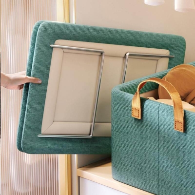 Picture of BiDoga Foldable Steel Shelf Clothes Organizer Wardrobe Pants Jeans Storage Box Portable Sweater Storage Organizers-Multicolor
