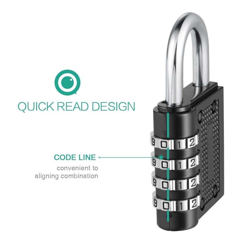 Picture of 4-digit Combination Padlock Heavy Duty Combination Code Lock For Families Schools Businesses Luggage Lockers And Tool Box-Black