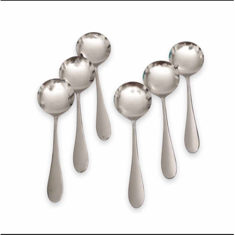 Picture of Nova 6 pcs small Size Stainless Steel Soup Spoon Set of 6 Pieces, Soup Spoon, Cereal Spoon, Soba Spoon kitchen accessories-Silver