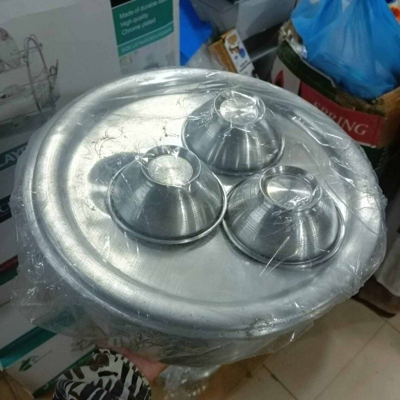 Picture of 3 pcs steamed pita pot and1  pcs big size Steamed pita making machine for winter-Silver
