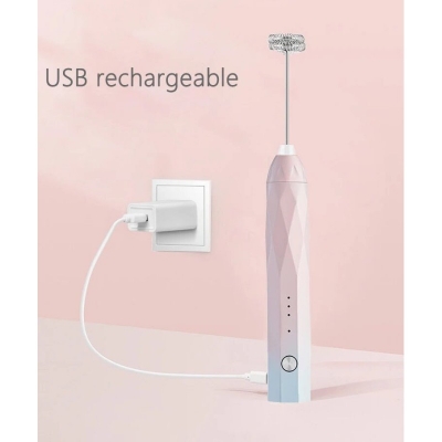 Picture of Rechargeable Handheld Cappuccino Milk Frother Coffee Tool Electric Milk Frother Kitchen Tools Blender Hot Chocolate Mixer  multicolor-Multicolor