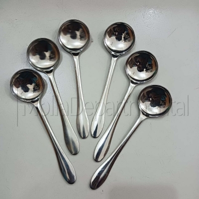 Picture of light waight 6 pcs stainless steel sup spoon silver color spoon round shape sup spoon-Silver