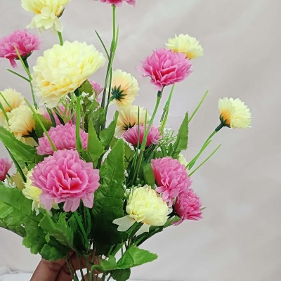 Picture of Multicolor Silk Artificial Flowers Stick - 20-28 Heads, 40cm, Plastic & Fabric - Perfect for Home, Restaurant, Wedding & Festival Decor-Multicolor
