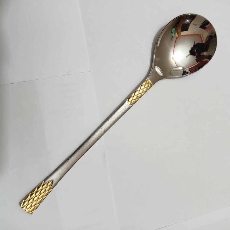 Picture of AYD 1 pcs premium quality Big Size sup spoon 20 cm long Sup spoon golden and Silver spoon , Best tableware Sup Spoon Design-2-Gold