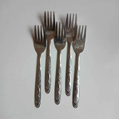 Picture of Stainless Steel Fork Spoon Set - 12 pcs-Silver