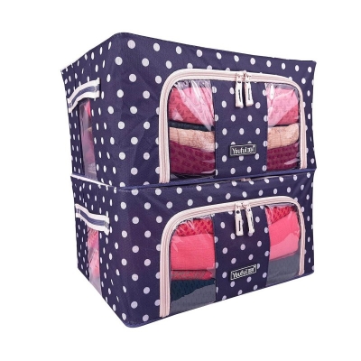 Picture of Foldable 24Ltr Steel Frame Clothes Storage Boxes with Zipper Lock System for Cloth Saree Blanket Bed Sheet Shoes Toys Closet Organizer Sari Cover Box...-Multicolor