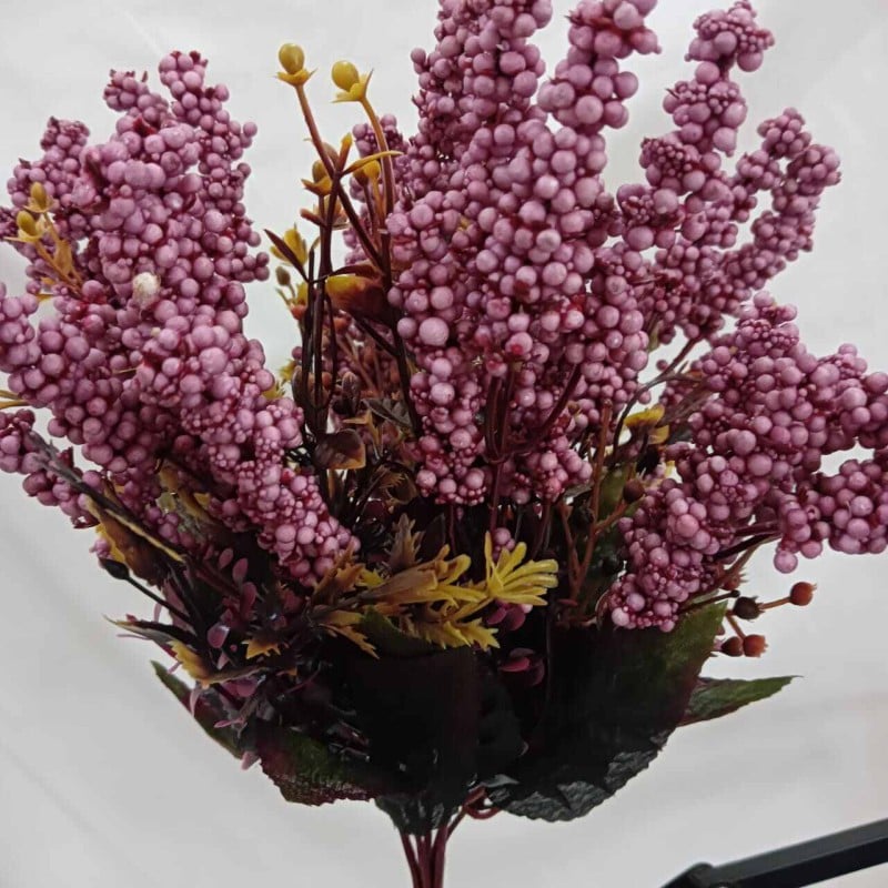 Picture of "Artificial Lavender Bouquet with Glass Vase, 12-14 Multicolor Flowers per Stick, 32x20 cm with Vase, Perfect for Home Decor, Made from PE and Plastic for Realistic, Long-Lasting Beauty."-Multicolor