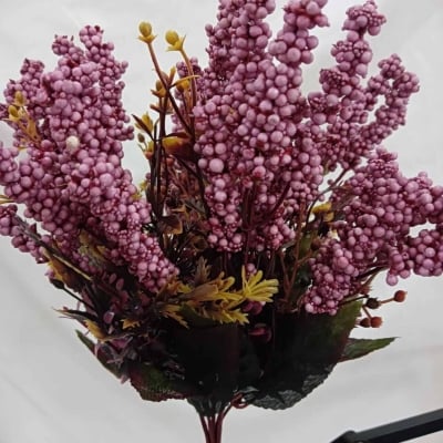 Picture of "Artificial Lavender Bouquet with Glass Vase, 12-14 Multicolor Flowers per Stick, 32x20 cm with Vase, Perfect for Home Decor, Made from PE and Plastic for Realistic, Long-Lasting Beauty."-Multicolor