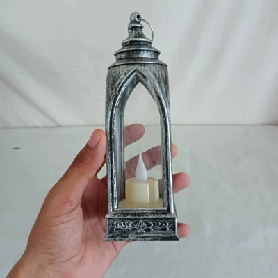 Picture of "19cm Ramadan Lantern - Battery-Powered LED Candle Light (1 pc) | Multi-Color ABS Plastic for Ideal Room and Table Decoration"-Multicolor