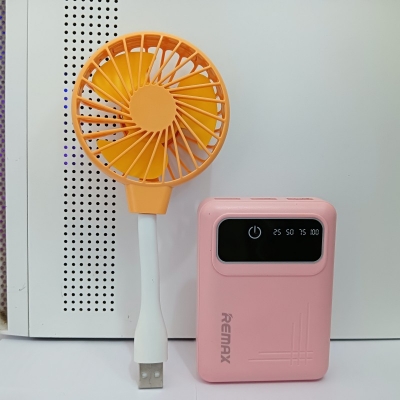 Picture of Smart Pawer Band and USB Fan set for Travel and traffic , summer , loadeshadding min usb fan long lasting smart fan-Multicolor
