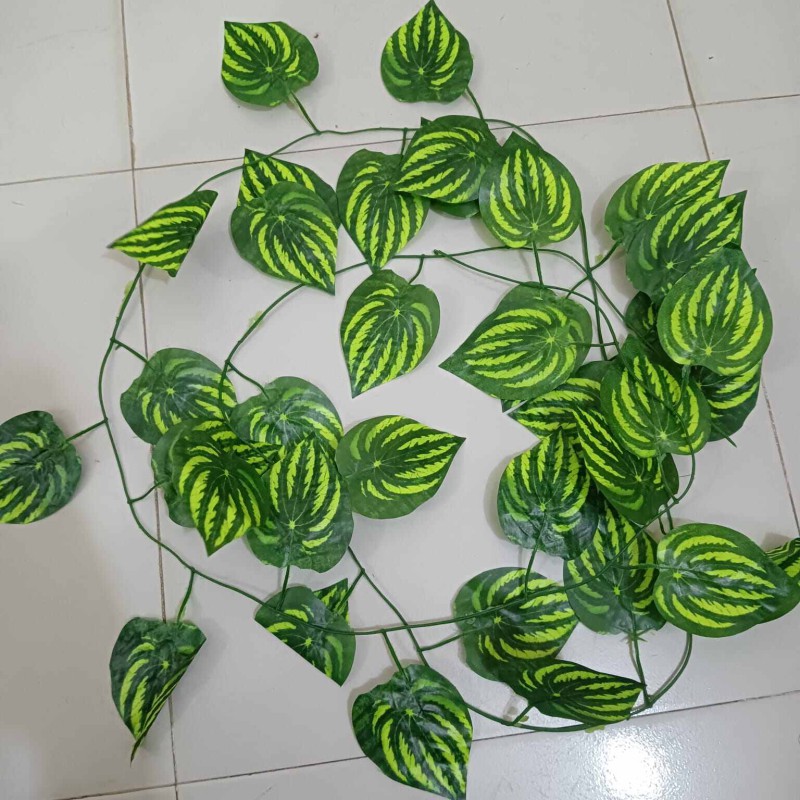 Picture of 12pcs 7ft Artificial Wall Hanging Green Leaves for Decoration-Multicolor