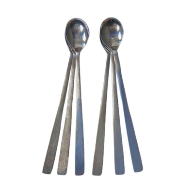 Picture of Long Handle pickling spoon 6 Pieces Stainless Steel Teaspoon Coffee Dessert Mixing Spoon Round Soup Spoon 19cm-Silver