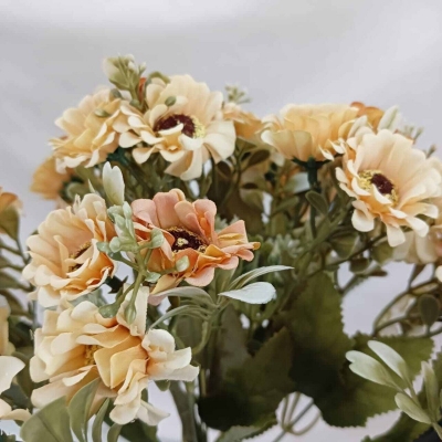 Picture of "Artificial Chrysanthemum Silk Bouquet, 18 Multicolor Blooms per Stick, 2 Sticks, 32x20 cm, Realistic Flowers for Home, Wedding, and Garden, Made of Durable Fabric and Plastic for Long-Lasting Display."-Multicolor