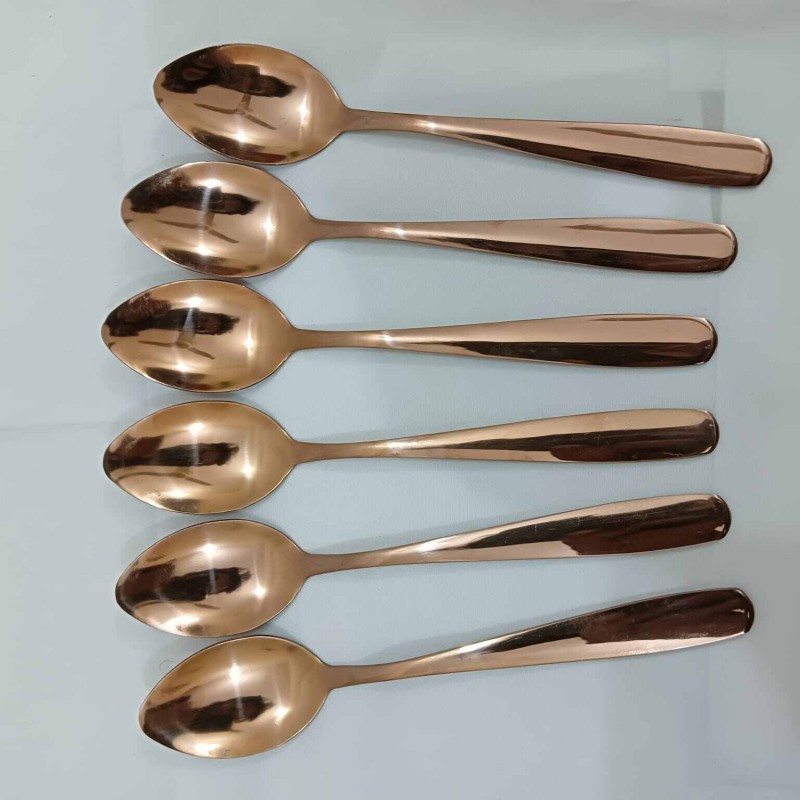 Picture of 6 Pcs 15cm long  Copper tea spoon golden color tea spoon mirror polish copper spoon-Gold