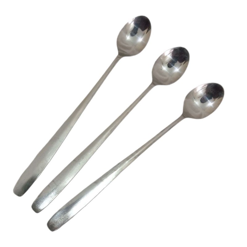 Picture of 3 pcs stainless steel long hundle pickling spoon silver colour 8 inch long-Silver