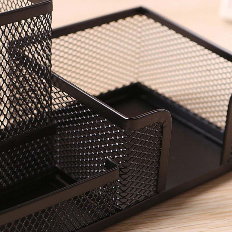 Picture of Metal Mesh Desk Organizer 3 Compartment Stationary Storage Stand & Pen-Pencil Holder-Black