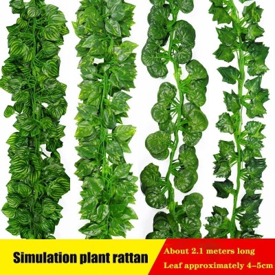 Picture of 1Pc 2M Green Plant Ivy Artificial Leaves Garland Vine Foliage Home Decor Plastic Rattan String Wall Decor-Multicolor