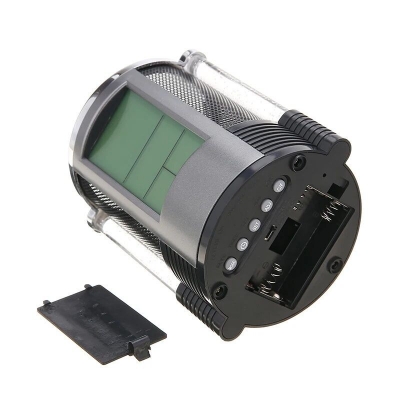 Picture of Digital LCD Desk Alarm Clock Pen Holder Mesh Pen Pencil Holder With LED Light Pens Rulers Office Desk Organizer-Multicolor