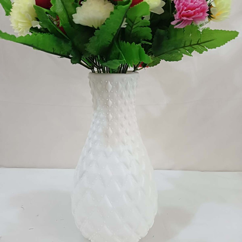 Picture of 2-Piece Multicolor Silk Flower Sticks - 40-50 Heads, 40cm Long with Vase - Plastic and Fabric - Ideal for Home, Restaurant, Wedding-Multicolor