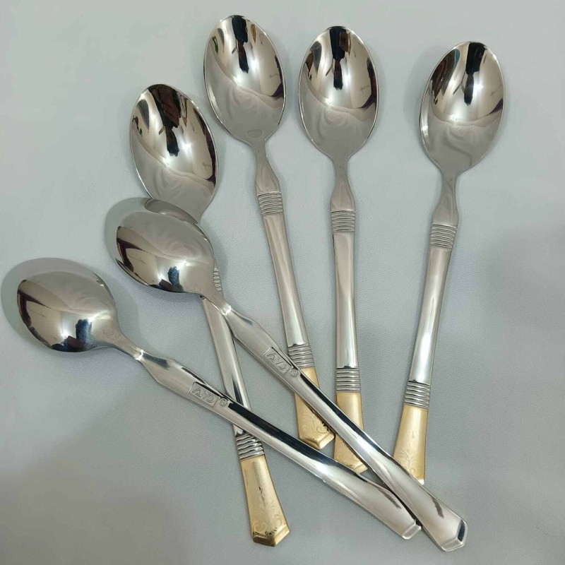Picture of AYD premium golden design spoon 6 pcs stainless steel Tea spoon Magnet proof spoon mirror polish 15cm long spoon-Silver