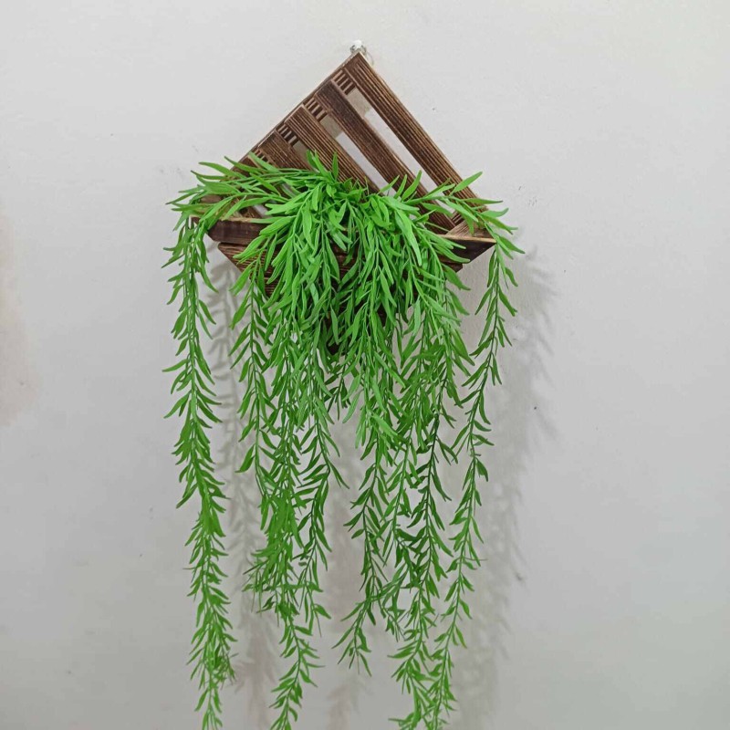 Picture of 1 pcs 90cm Artificial Green Leaves Wall Hanging with Square Bamboo Holder for Decoration-Multicolor