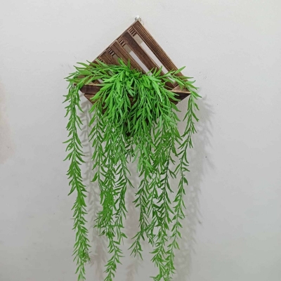 Picture of 1 pcs 90cm Artificial Green Leaves Wall Hanging with Square Bamboo Holder for Decoration-Multicolor