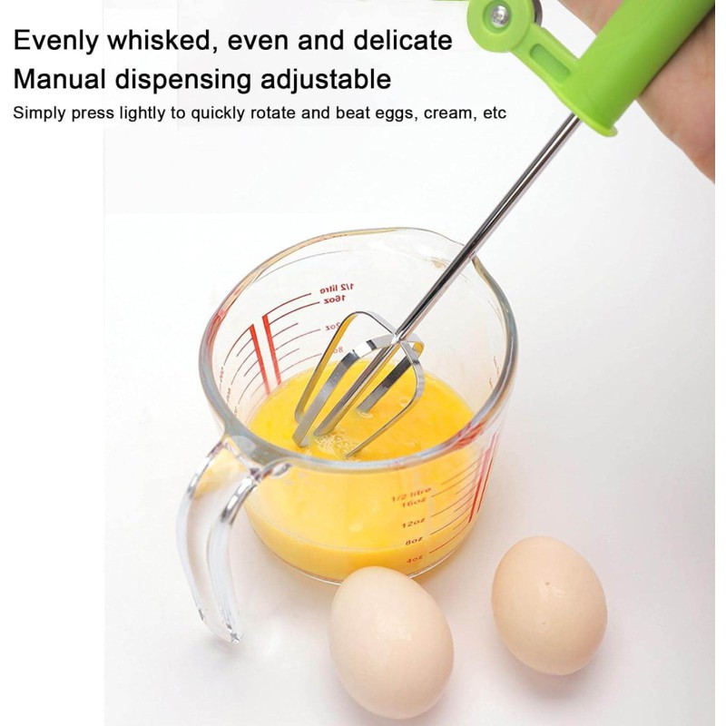 Picture of Egg Beater, Stainless Steel Egg Beater, Portable Egg Scrambler with Non Slip Handle, Mixing Utensil for Eggs, Hand Held Compact Egg Beater, Manual Egg Beater for Blending Beating-White