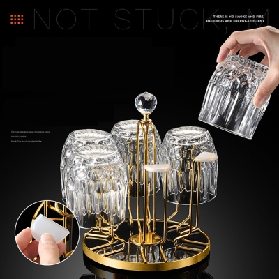 Picture of Lavish indulgent - Kitchen Rotating Tableware Drainer Water Cup Rack Drying Drainer Cup Holder Home Storage Organizer - Easy To maintain-Gold