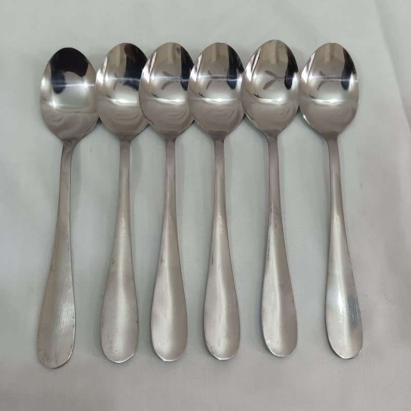 Picture of 12 pcs stainless steel spoon 6 pcs tea and 6 pcs fork spoon silver colour-Silver