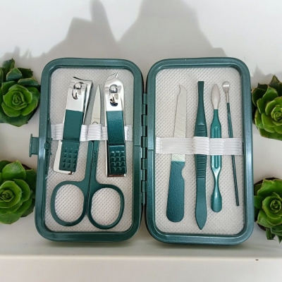 Picture of Stainless Steel Nail Clipper Set Grooming Tool Set With Portable Case Manicure Art Tool Green Nails Cut,7pcs-Blue